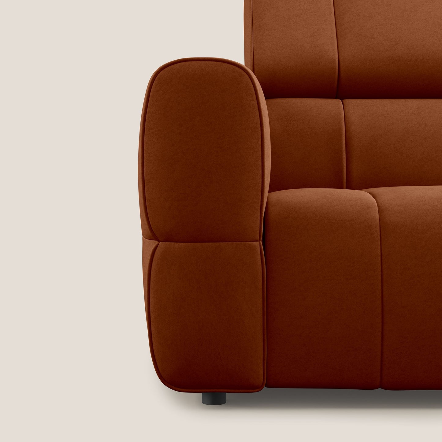 Giotto Divano modulare a 3 sedute con opzione relax elettrico in microfibra effetto velluto impermeabile T09 ruggine