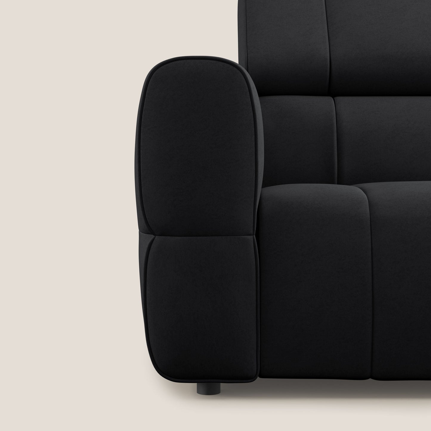 Giotto Divano modulare a 3 sedute con opzione relax elettrico in microfibra effetto velluto impermeabile T09 antracite