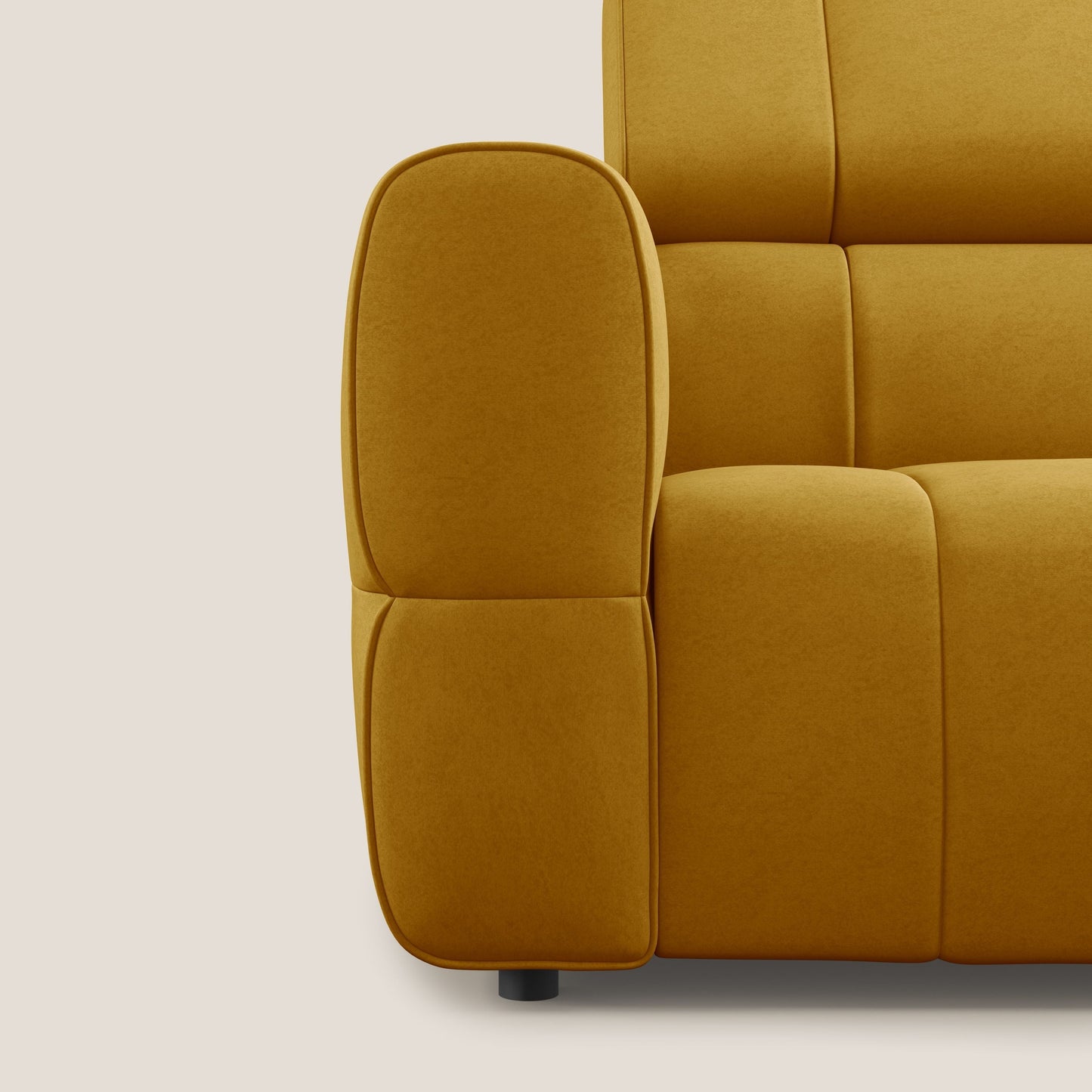 Giotto Divano modulare con opzione relax elettrico in microfibra effetto velluto impermeabile T09 giallo