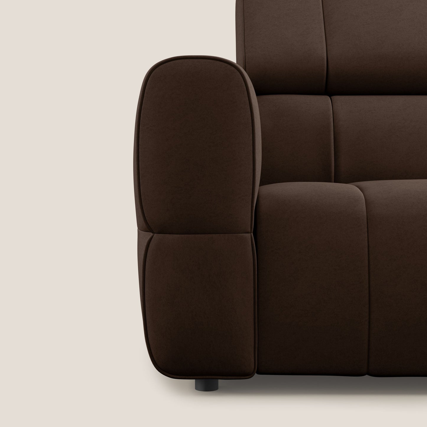 Giotto Divano modulare con opzione relax elettrico in microfibra effetto velluto impermeabile T09 marrone