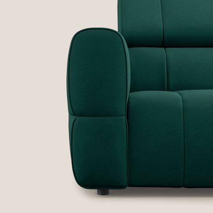 Giotto Divano modulare con opzione relax elettrico in microfibra effetto velluto impermeabile T09 verde