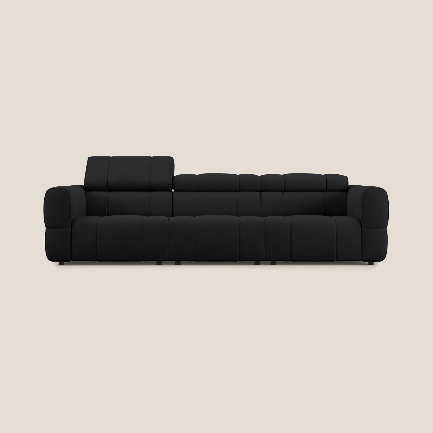 Giotto Divano modulare a 3 sedute con opzione relax elettrico in microfibra effetto velluto impermeabile T09 antracite