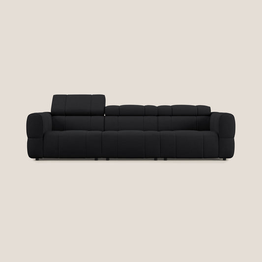 Giotto Divano modulare a 3 sedute con opzione relax elettrico in microfibra effetto velluto impermeabile T09 antracite