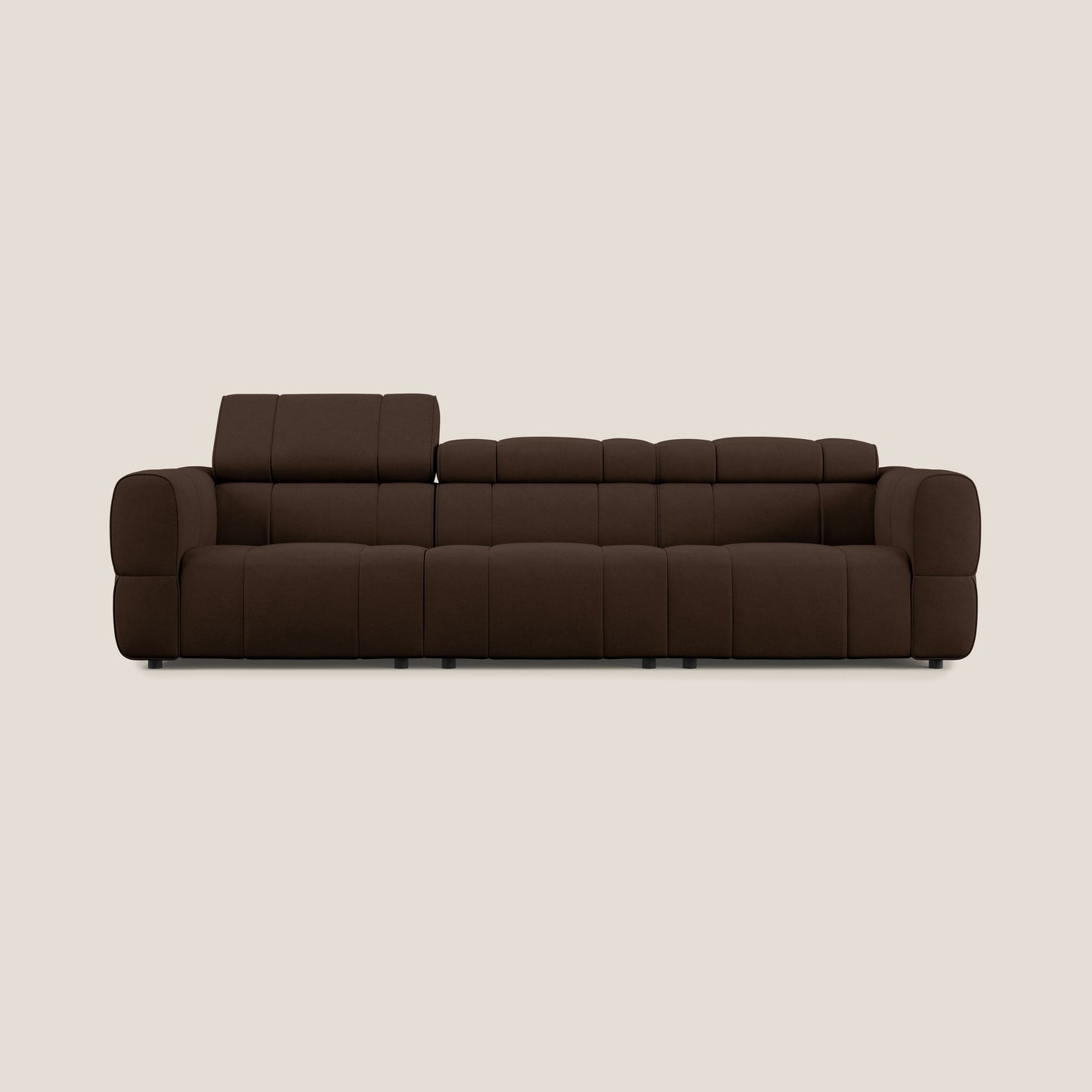 Giotto Divano modulare a 3 sedute con opzione relax elettrico in microfibra effetto velluto impermeabile T09 marrone