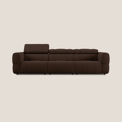Giotto Divano modulare a 3 sedute con opzione relax elettrico in microfibra effetto velluto impermeabile T09 marrone