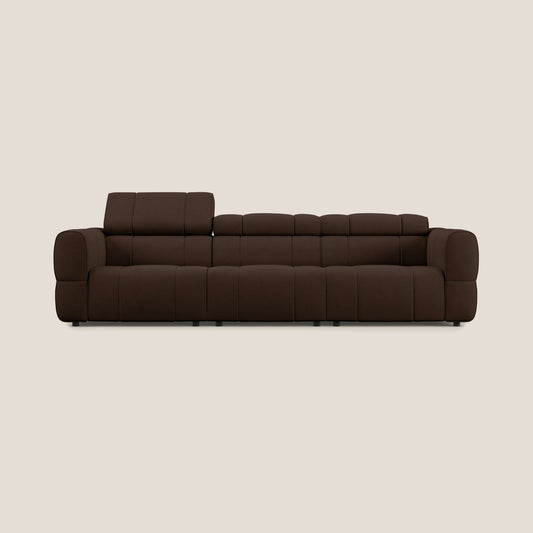 Giotto Divano modulare a 3 sedute con opzione relax elettrico in microfibra effetto velluto impermeabile T09 marrone