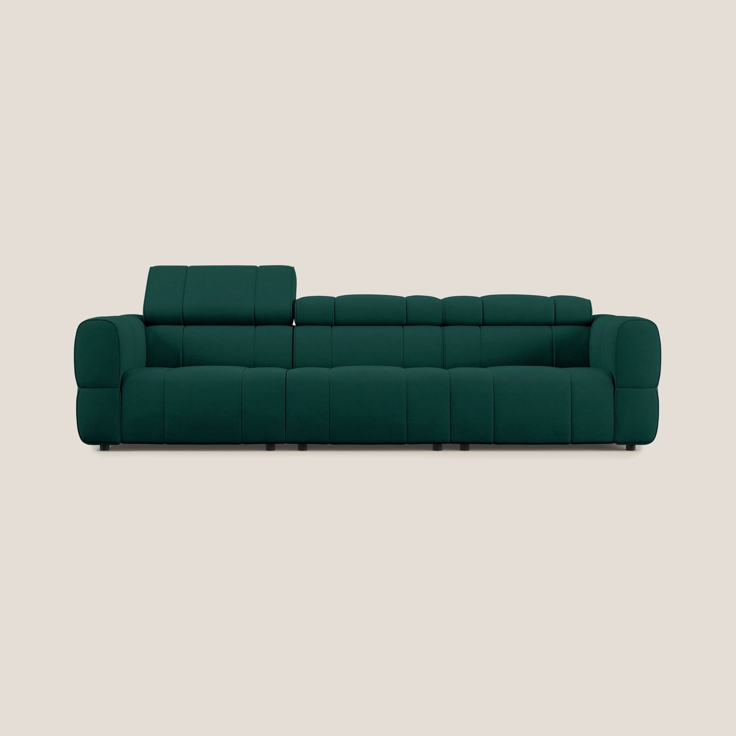 Giotto Divano modulare a 3 sedute con opzione relax elettrico in microfibra effetto velluto impermeabile T09 verde