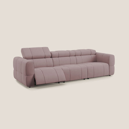 Giotto Divano modulare a 3 sedute con opzione relax elettrico in microfibra effetto velluto impermeabile T09 rosa