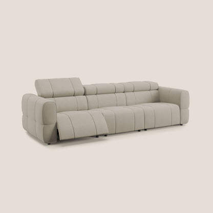 Giotto Divano modulare a 3 sedute con opzione relax elettrico in microfibra effetto velluto impermeabile T09 beige