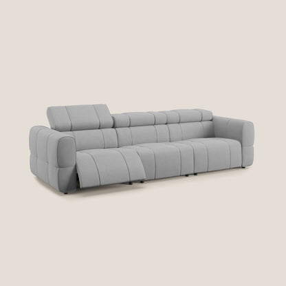Giotto Divano modulare a 3 sedute con opzione relax elettrico in microfibra effetto velluto impermeabile T09 grigio chiaro