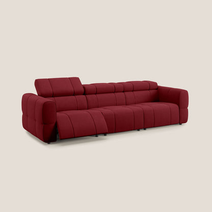 Giotto Divano modulare a 3 sedute con opzione relax elettrico in microfibra effetto velluto impermeabile T09 rosso