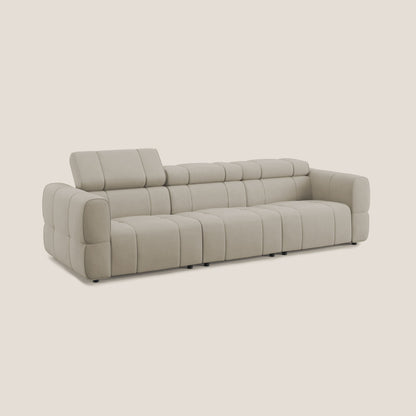 Giotto Divano modulare a 3 sedute con opzione relax elettrico in microfibra effetto velluto impermeabile T09 beige