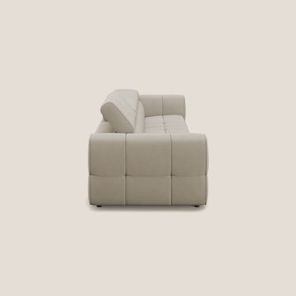 Giotto Divano modulare a 3 sedute con opzione relax elettrico in microfibra effetto velluto impermeabile T09 beige