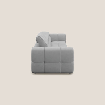 Giotto Divano modulare a 3 sedute con opzione relax elettrico in microfibra effetto velluto impermeabile T09 grigio chiaro