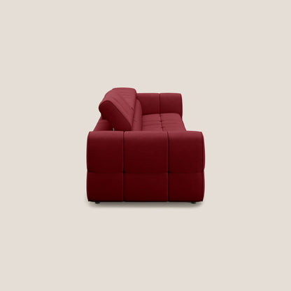 Giotto Divano modulare a 3 sedute con opzione relax elettrico in microfibra effetto velluto impermeabile T09 rosso