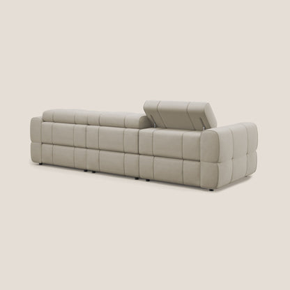 Giotto Divano modulare a 3 sedute con opzione relax elettrico in microfibra effetto velluto impermeabile T09 beige