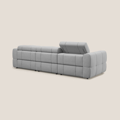 Giotto Divano modulare a 3 sedute con opzione relax elettrico in microfibra effetto velluto impermeabile T09 grigio chiaro