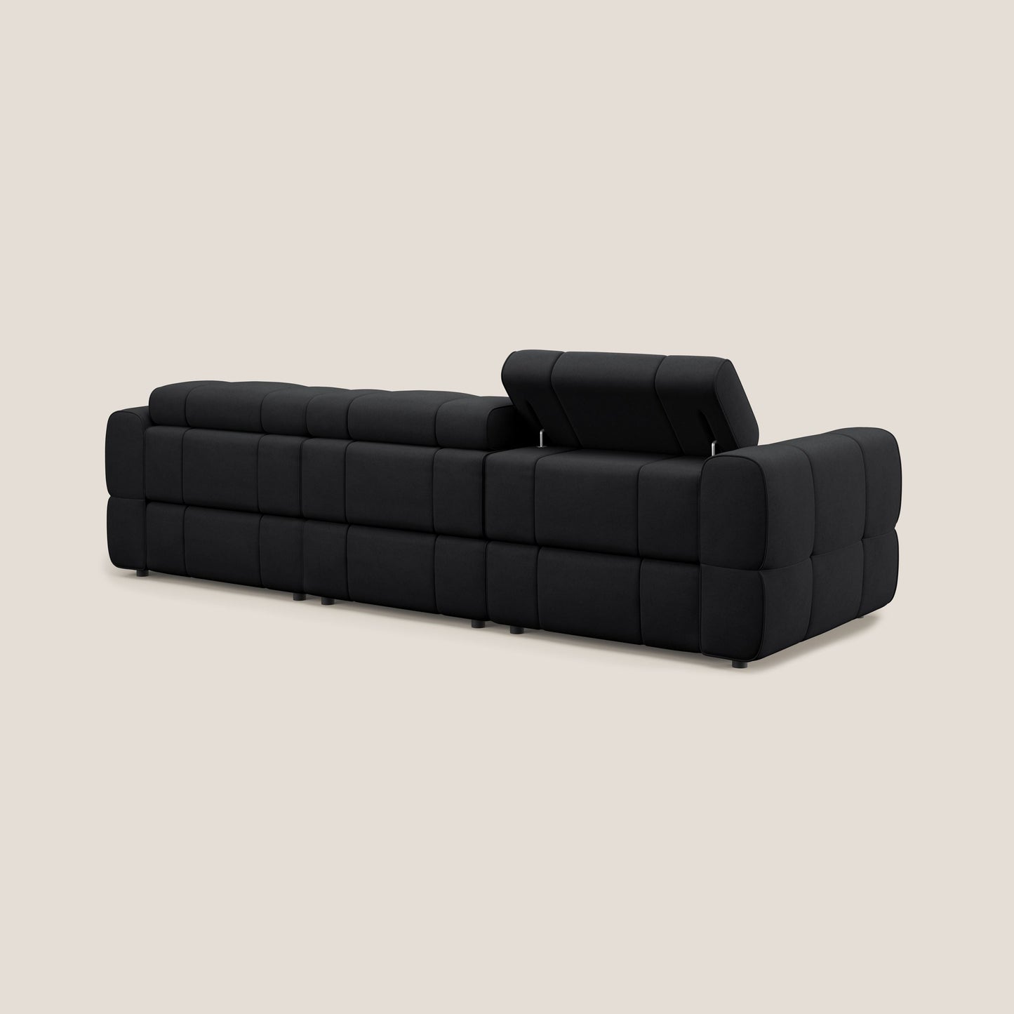 Giotto Divano modulare a 3 sedute con opzione relax elettrico in microfibra effetto velluto impermeabile T09 antracite