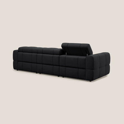 Giotto Divano modulare a 3 sedute con opzione relax elettrico in microfibra effetto velluto impermeabile T09 antracite