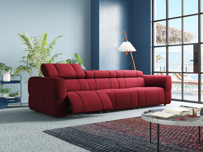 Giotto Divano modulare a 3 sedute con opzione relax elettrico in microfibra effetto velluto impermeabile T09 rosso