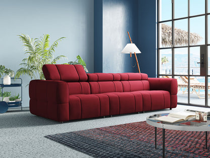 Giotto Divano modulare a 3 sedute con opzione relax elettrico in microfibra effetto velluto impermeabile T09 rosso