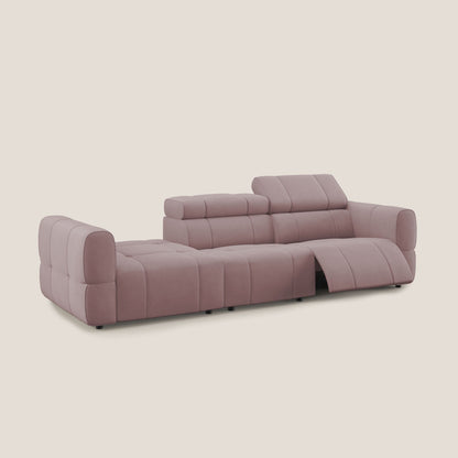 Giotto Divano con terminale e opzione relax elettrico in microfibra effetto velluto impermeabile T09 rosa