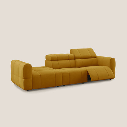 Giotto Divano con terminale e opzione relax elettrico in microfibra effetto velluto impermeabile T09 giallo