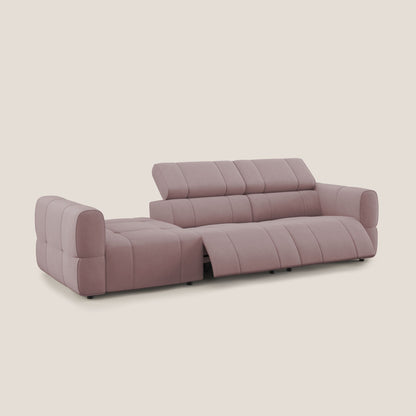 Giotto Divano con terminale e opzione relax elettrico in microfibra effetto velluto impermeabile T09 rosa