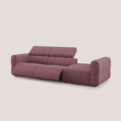 Giotto Divano con terminale e opzione relax elettrico in microfibra effetto velluto impermeabile T09 salmone