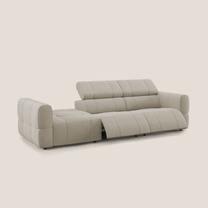 Giotto Divano con terminale e opzione relax elettrico in microfibra effetto velluto impermeabile T09 beige