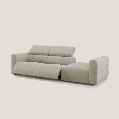 Giotto Divano con terminale e opzione relax elettrico in microfibra effetto velluto impermeabile T09 beige