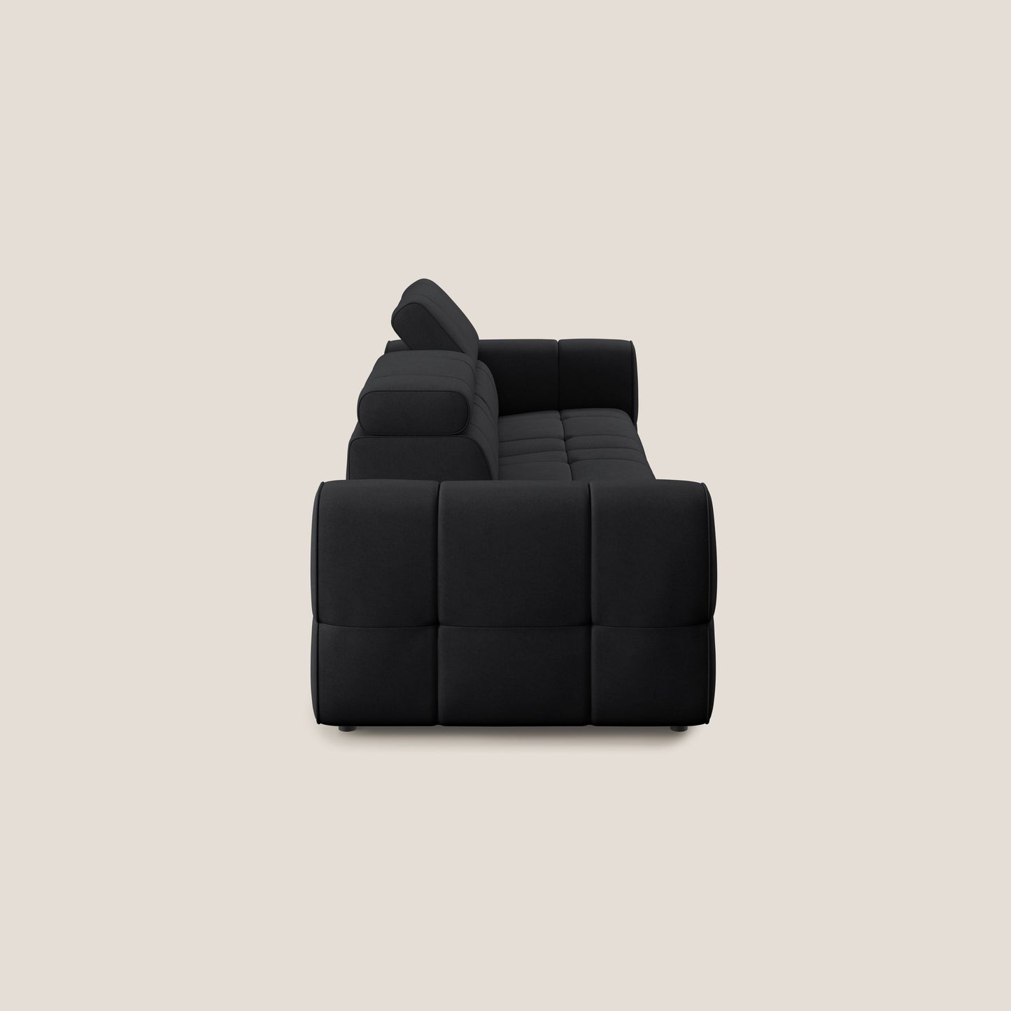 Giotto Divano con terminale e opzione relax elettrico in microfibra effetto velluto impermeabile T09 antracite