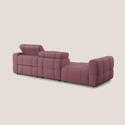 Giotto Divano con terminale e opzione relax elettrico in microfibra effetto velluto impermeabile T09 salmone