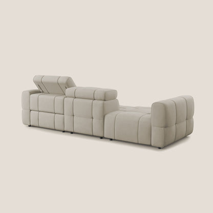 Giotto Divano con terminale e opzione relax elettrico in microfibra effetto velluto impermeabile T09 beige