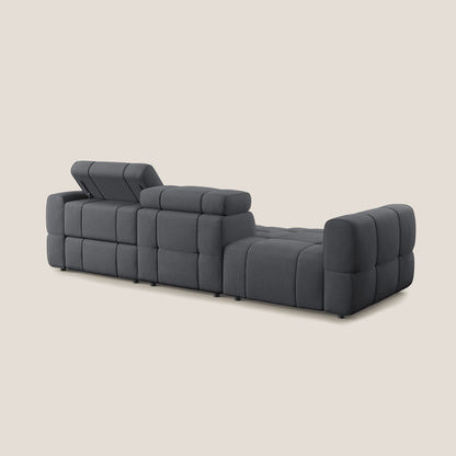 Giotto Divano con terminale e opzione relax elettrico in microfibra effetto velluto impermeabile T09 grigio