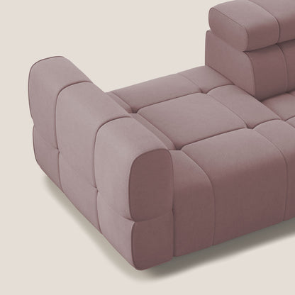 Giotto Divano con terminale e opzione relax elettrico in microfibra effetto velluto impermeabile T09 rosa