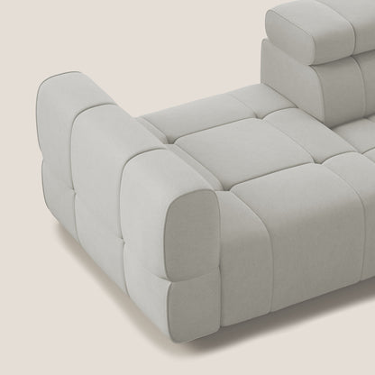 Giotto Divano con terminale e opzione relax elettrico in microfibra effetto velluto impermeabile T09 panna