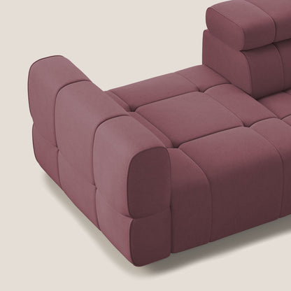 Giotto Divano con terminale e opzione relax elettrico in microfibra effetto velluto impermeabile T09 salmone