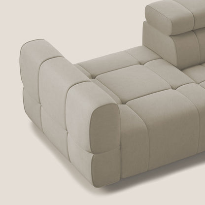 Giotto Divano con terminale e opzione relax elettrico in microfibra effetto velluto impermeabile T09 beige