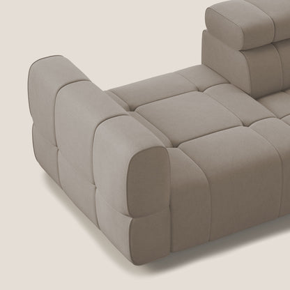 Giotto Divano con terminale e opzione relax elettrico in microfibra effetto velluto impermeabile T09 tortora