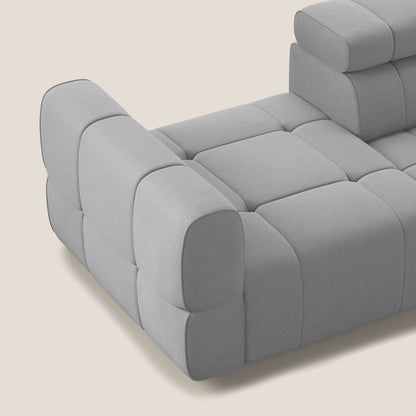 Giotto Divano con terminale e opzione relax elettrico in microfibra effetto velluto impermeabile T09 grigio chiaro