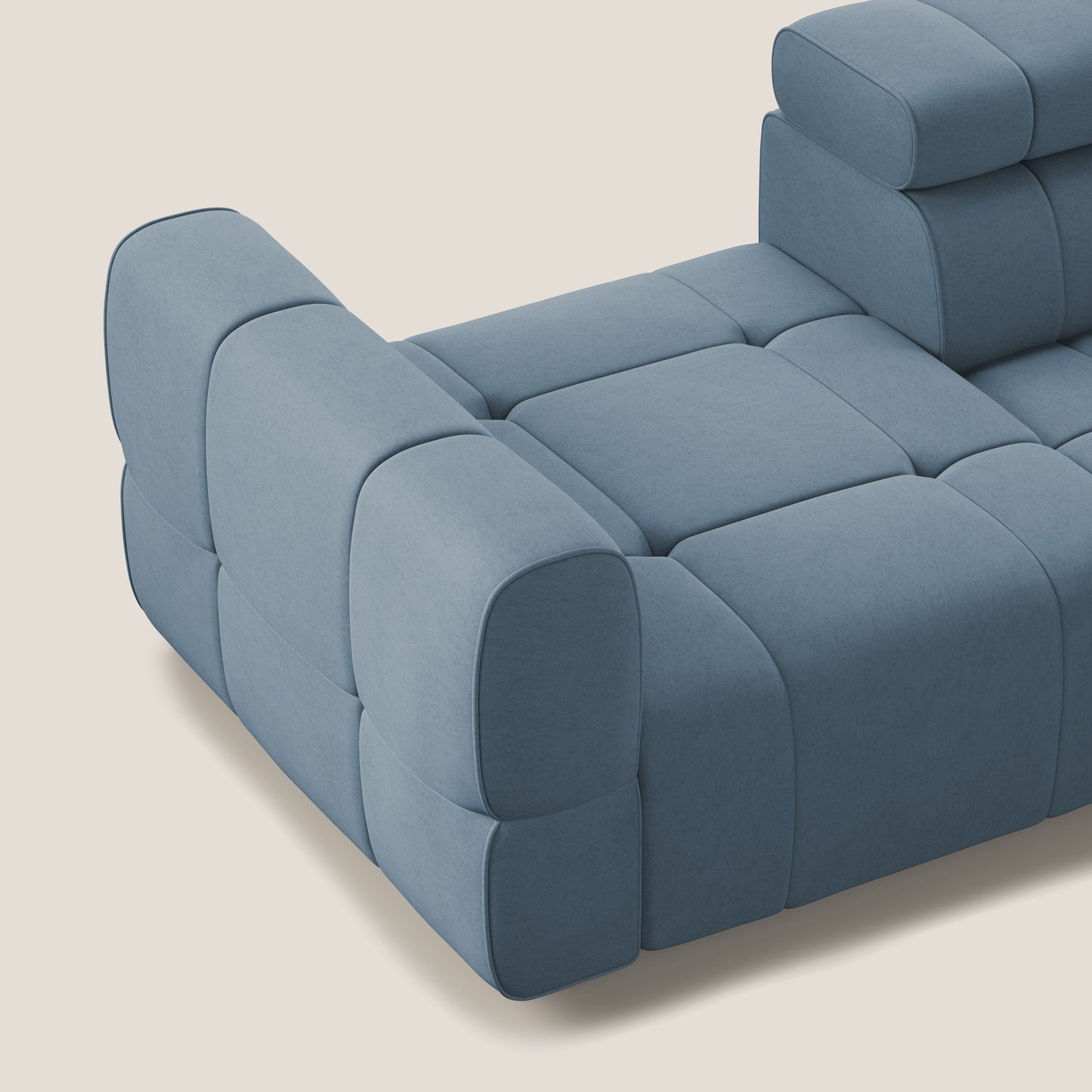 Giotto Divano con terminale e opzione relax elettrico in microfibra effetto velluto impermeabile T09 carta da zucchero