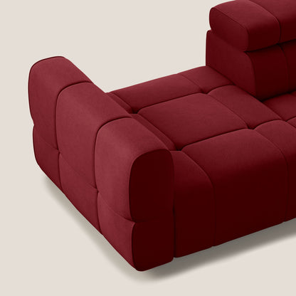 Giotto Divano con terminale e opzione relax elettrico in microfibra effetto velluto impermeabile T09 rosso