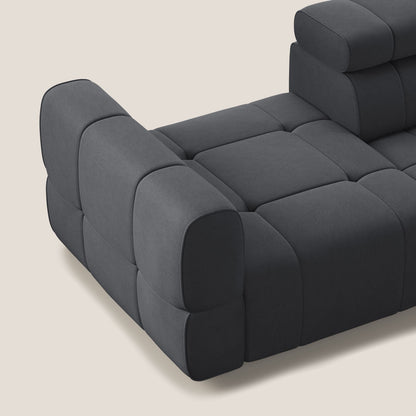 Giotto Divano con terminale e opzione relax elettrico in microfibra effetto velluto impermeabile T09 grigio