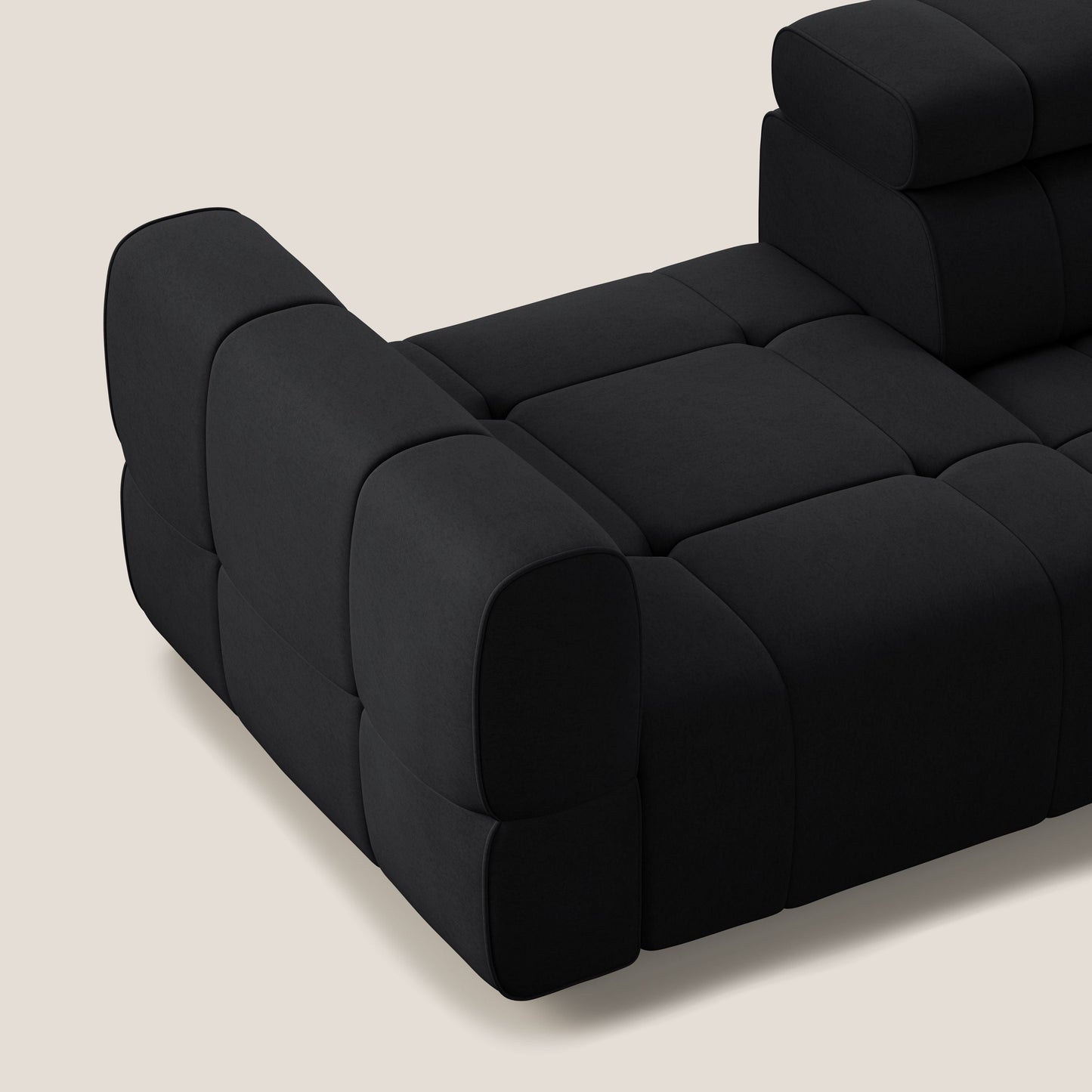 Giotto Divano con terminale e opzione relax elettrico in microfibra effetto velluto impermeabile T09 antracite