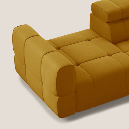 Giotto Divano con terminale e opzione relax elettrico in microfibra effetto velluto impermeabile T09 giallo