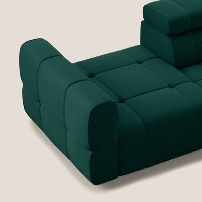 Giotto Divano con terminale e opzione relax elettrico in microfibra effetto velluto impermeabile T09 verde