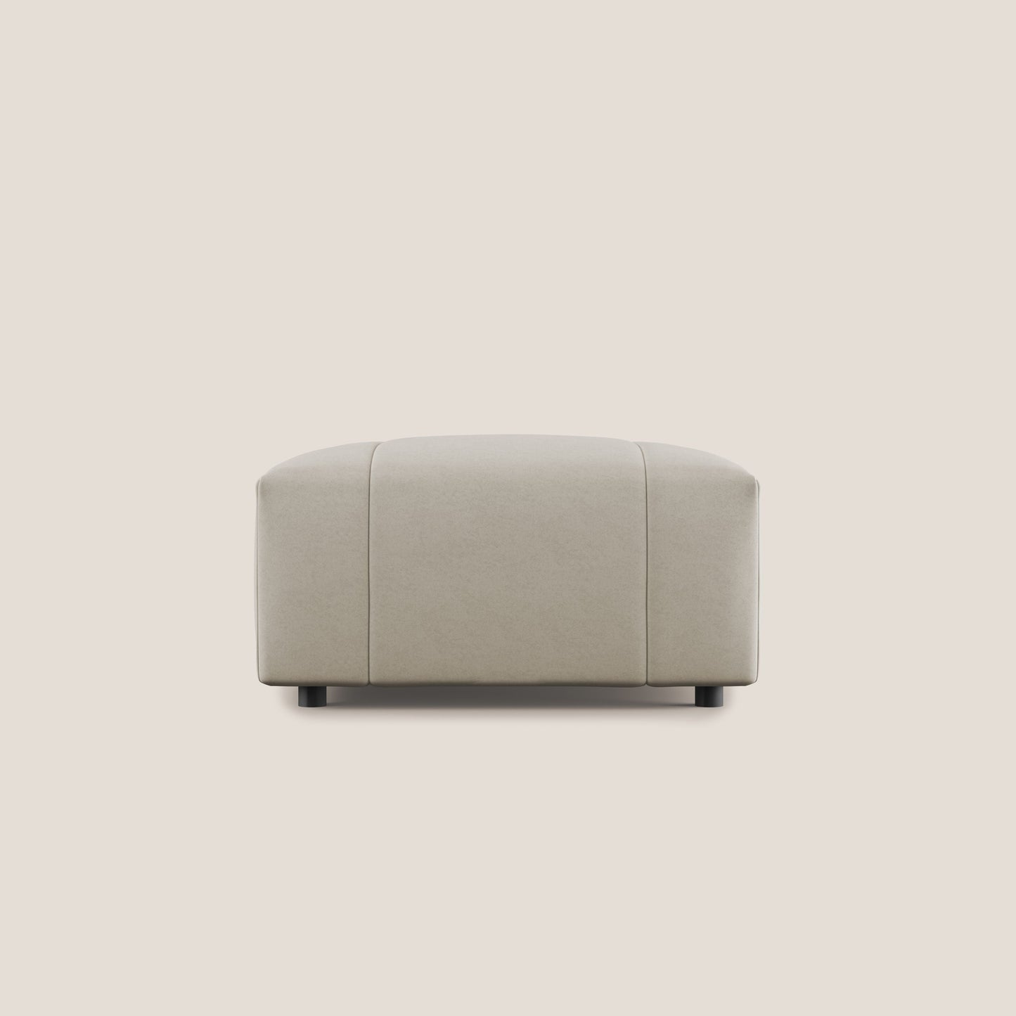 Pouf Giotto in morbida microfibra effetto velluto impermeabile idrorepellente T09 beige 