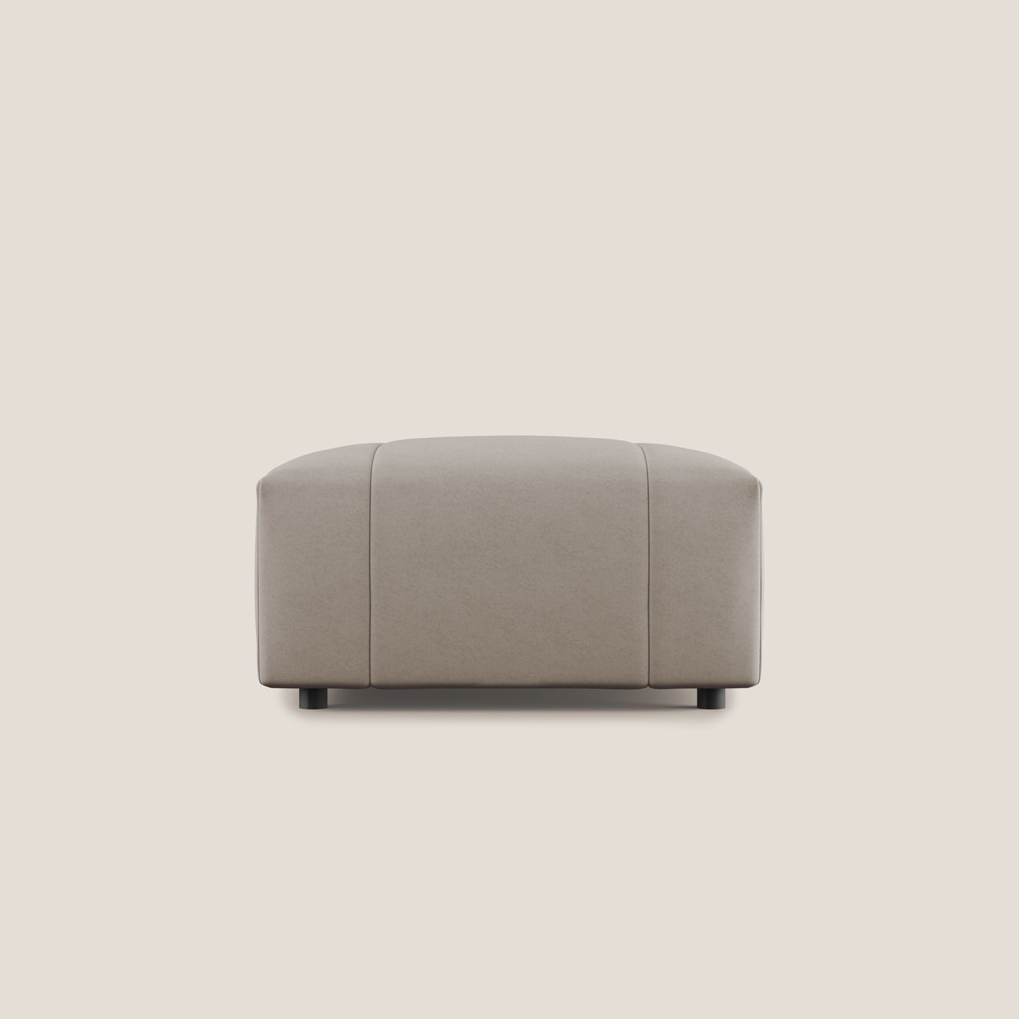 Pouf Giotto in morbida microfibra effetto velluto impermeabile idrorepellente T09 tortora 