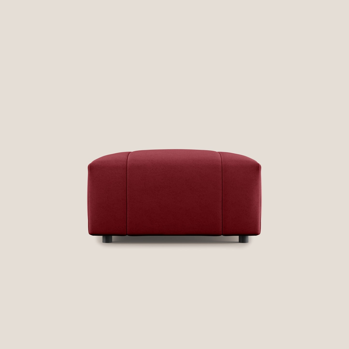 Pouf Giotto in morbida microfibra effetto velluto impermeabile idrorepellente T09 rosso 